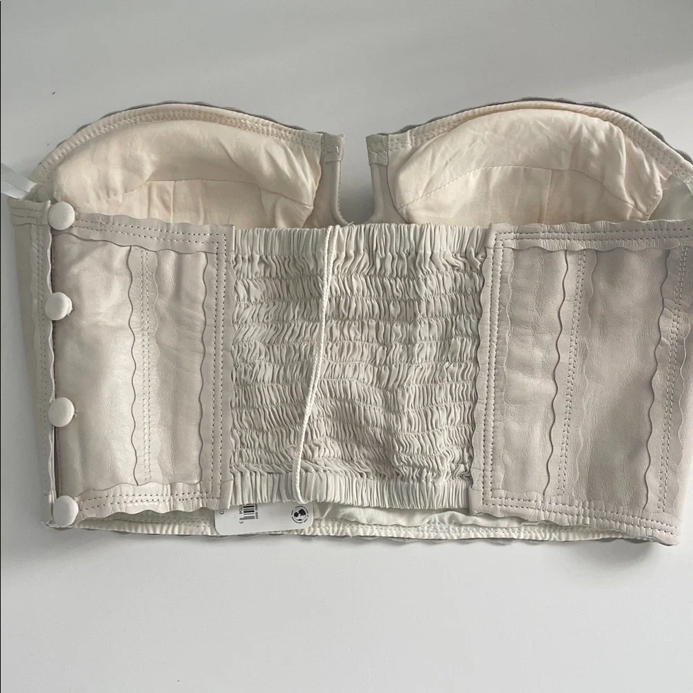 NWT Free People Women’s Ivory Mojave Moon Corset Top | Bustier-Inspired Bust - M